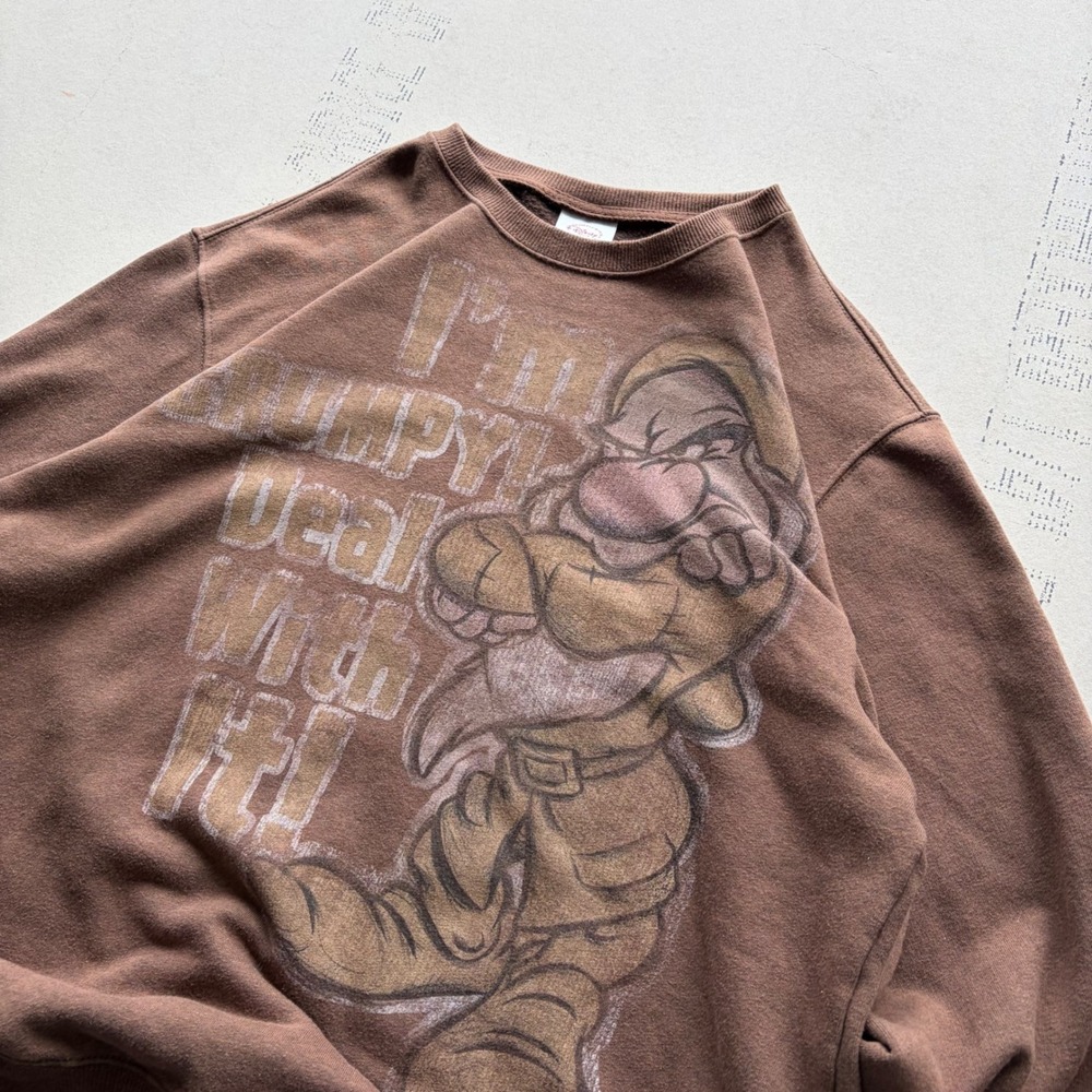 Y2K Brown Disney Grumpy Crewneck Sweatshirt